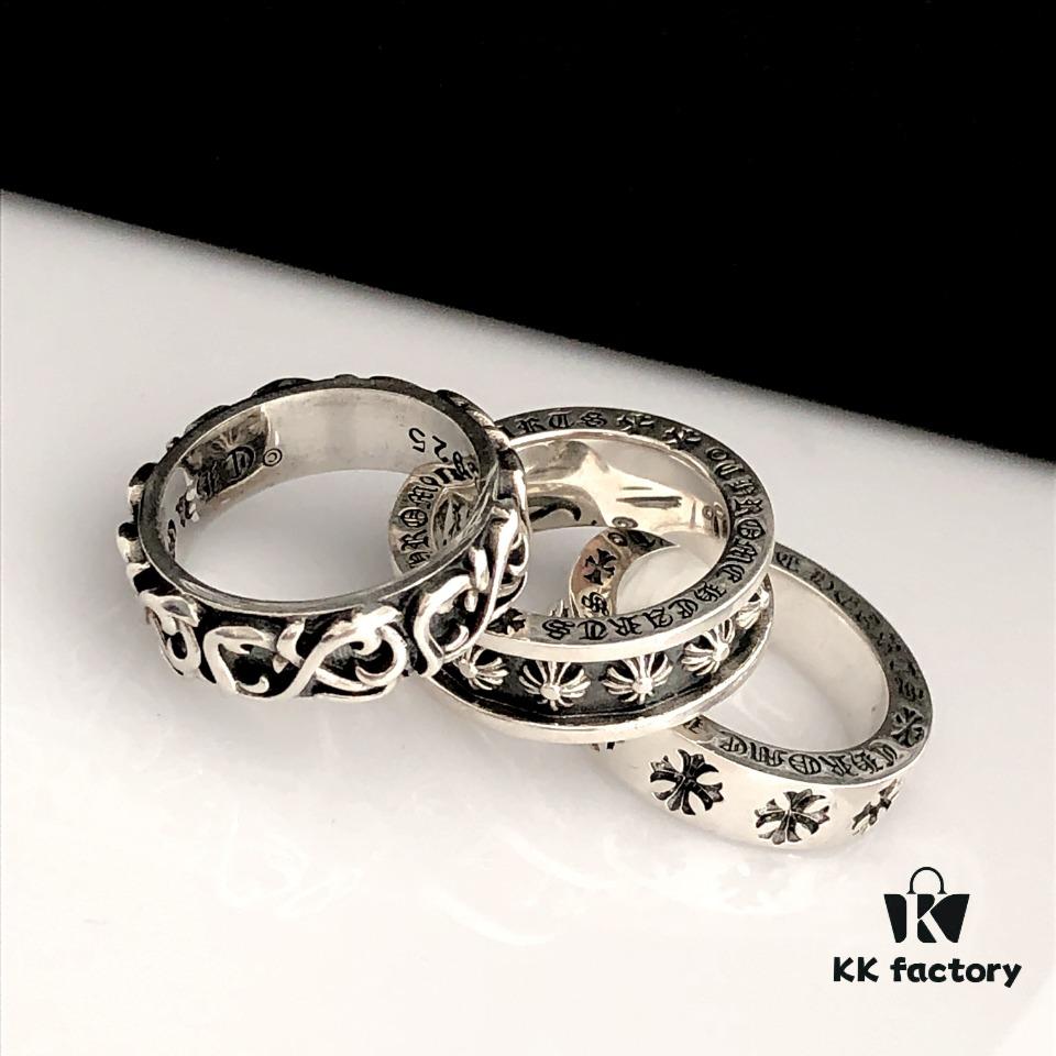 Three Classic Chrome Hearts Rings