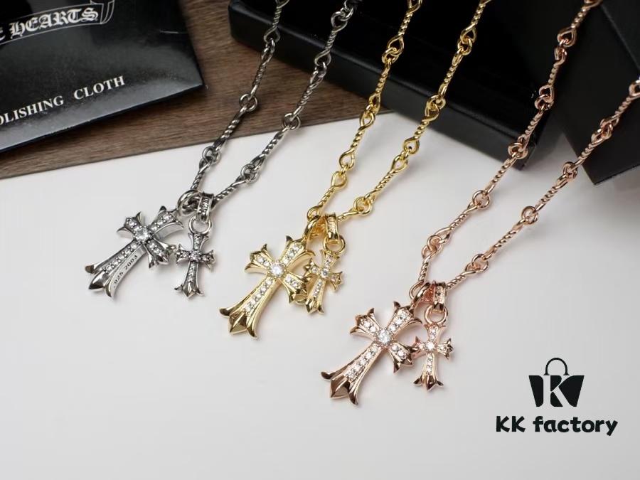 Chrome Hearts Cross Pendant Necklace – Heavyweight High-End Custom Design, Silver, Rose Gold, and Gold Finish