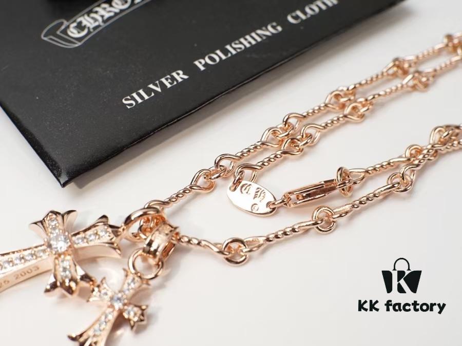 Chrome Hearts Cross Pendant Necklace – Heavyweight High-End Custom Design, Silver, Rose Gold, and Gold Finish