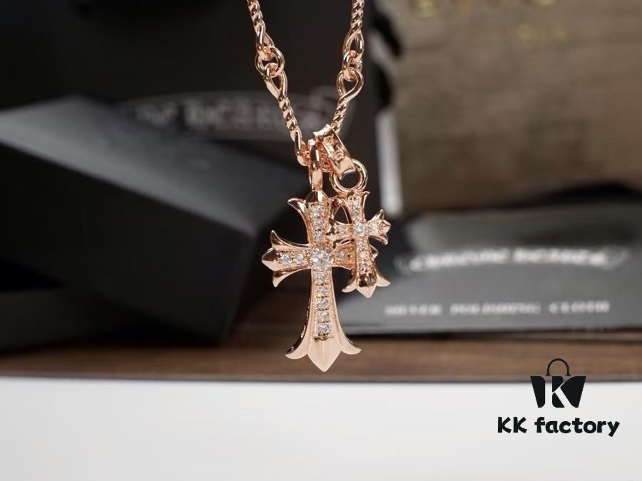 Chrome Hearts Cross Pendant Necklace – Heavyweight High-End Custom Design, Silver, Rose Gold, and Gold Finish