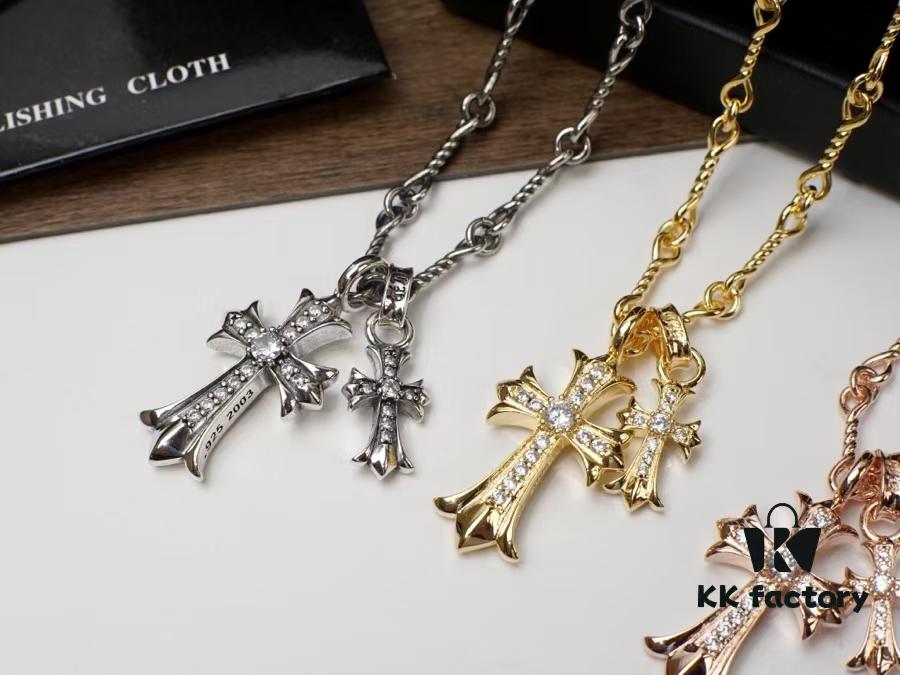 Chrome Hearts Cross Pendant Necklace – Heavyweight High-End Custom Design, Silver, Rose Gold, and Gold Finish