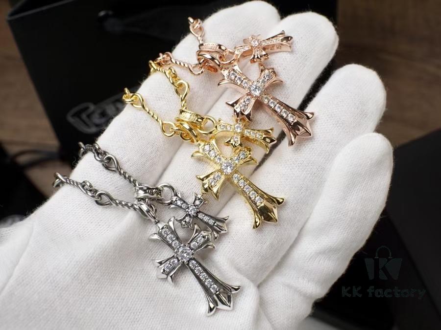 Chrome Hearts Cross Pendant Necklace – Heavyweight High-End Custom Design, Silver, Rose Gold, and Gold Finish
