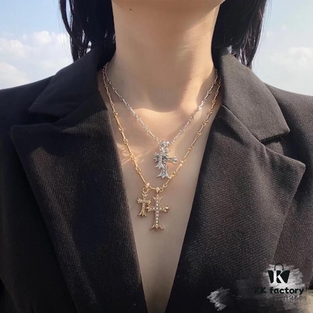Chrome Hearts Cross Pendant Necklace – Heavyweight High-End Custom Design, Silver, Rose Gold, and Gold Finish