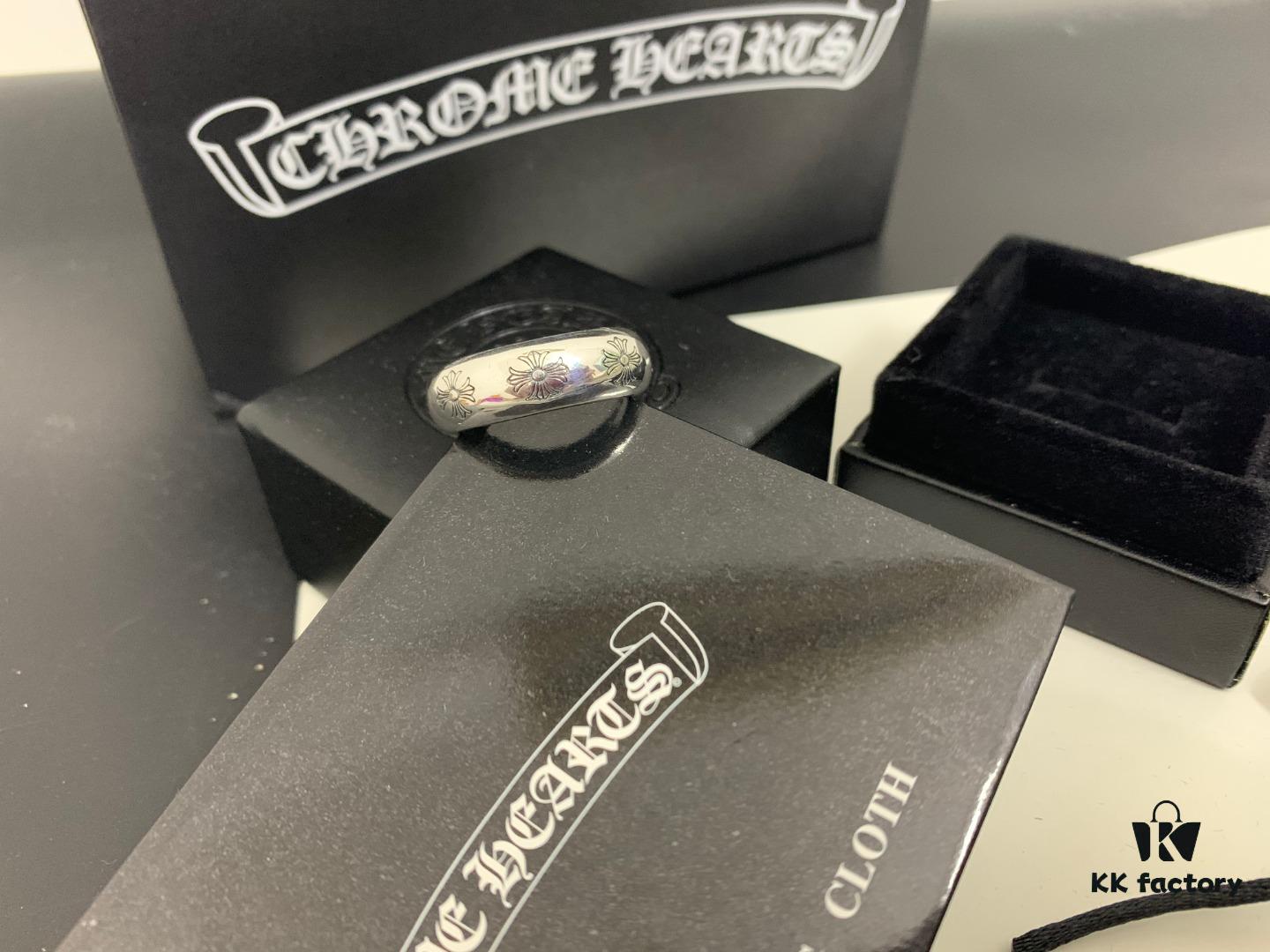 Chrome Hearts Arc Mirror-Finish Cross Ring, Size 12-24