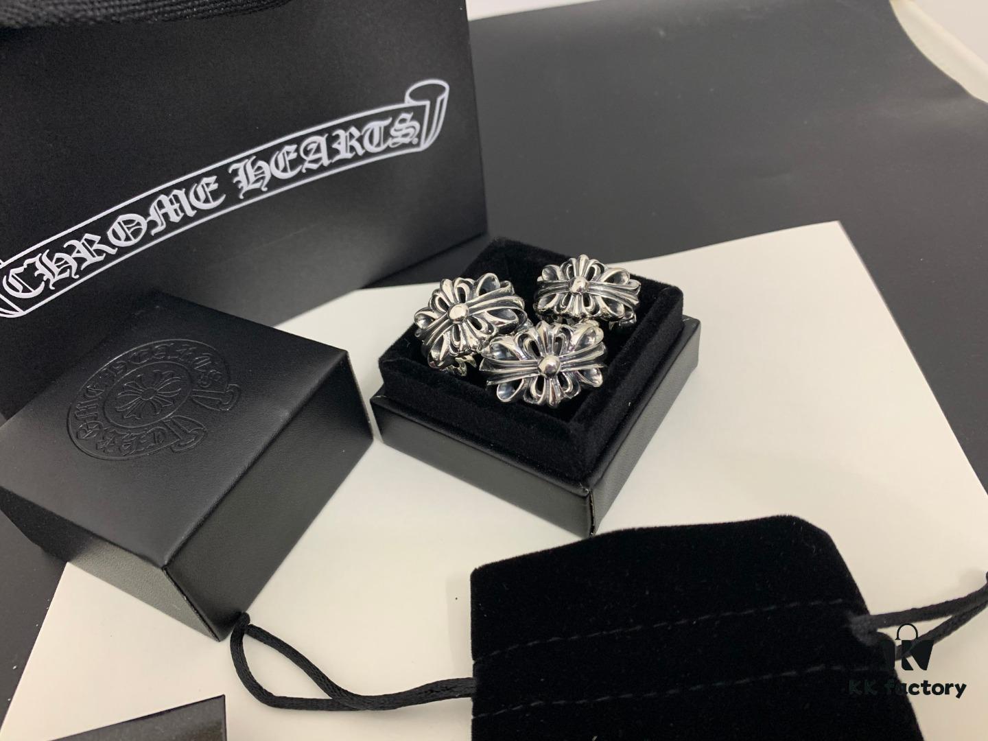 Chrome Hearts Cross Bloom Heavyweight Open Ring in Large, Medium, and Small Sizes