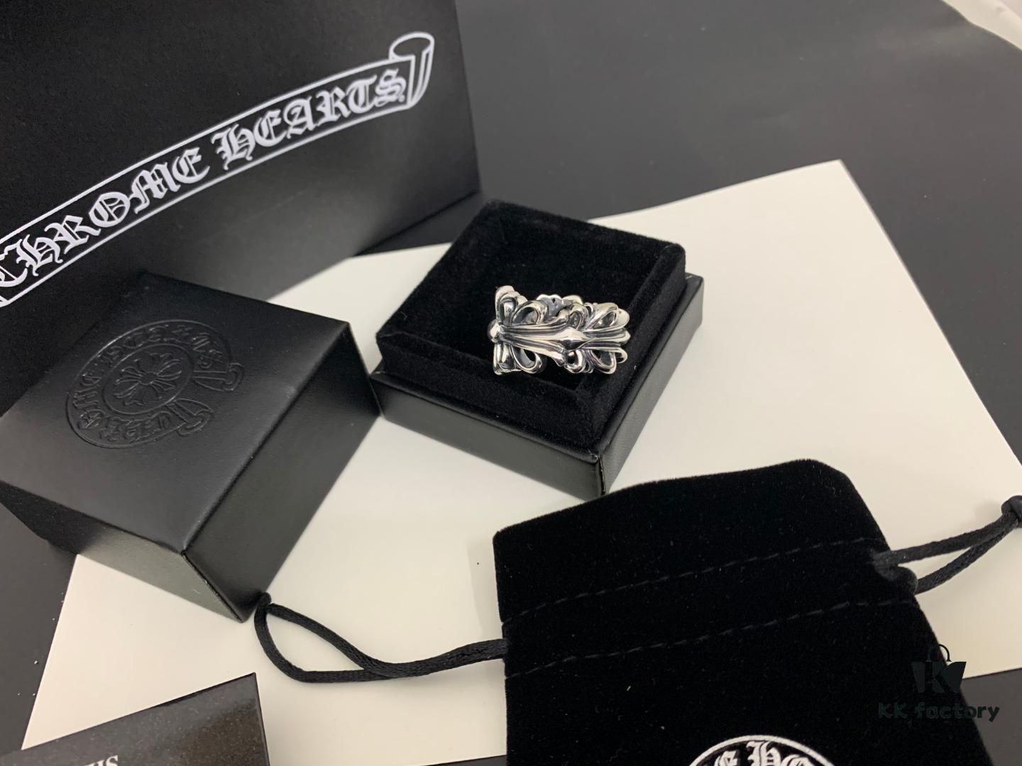 Chrome Hearts Cross Bloom Heavyweight Open Ring in Large, Medium, and Small Sizes