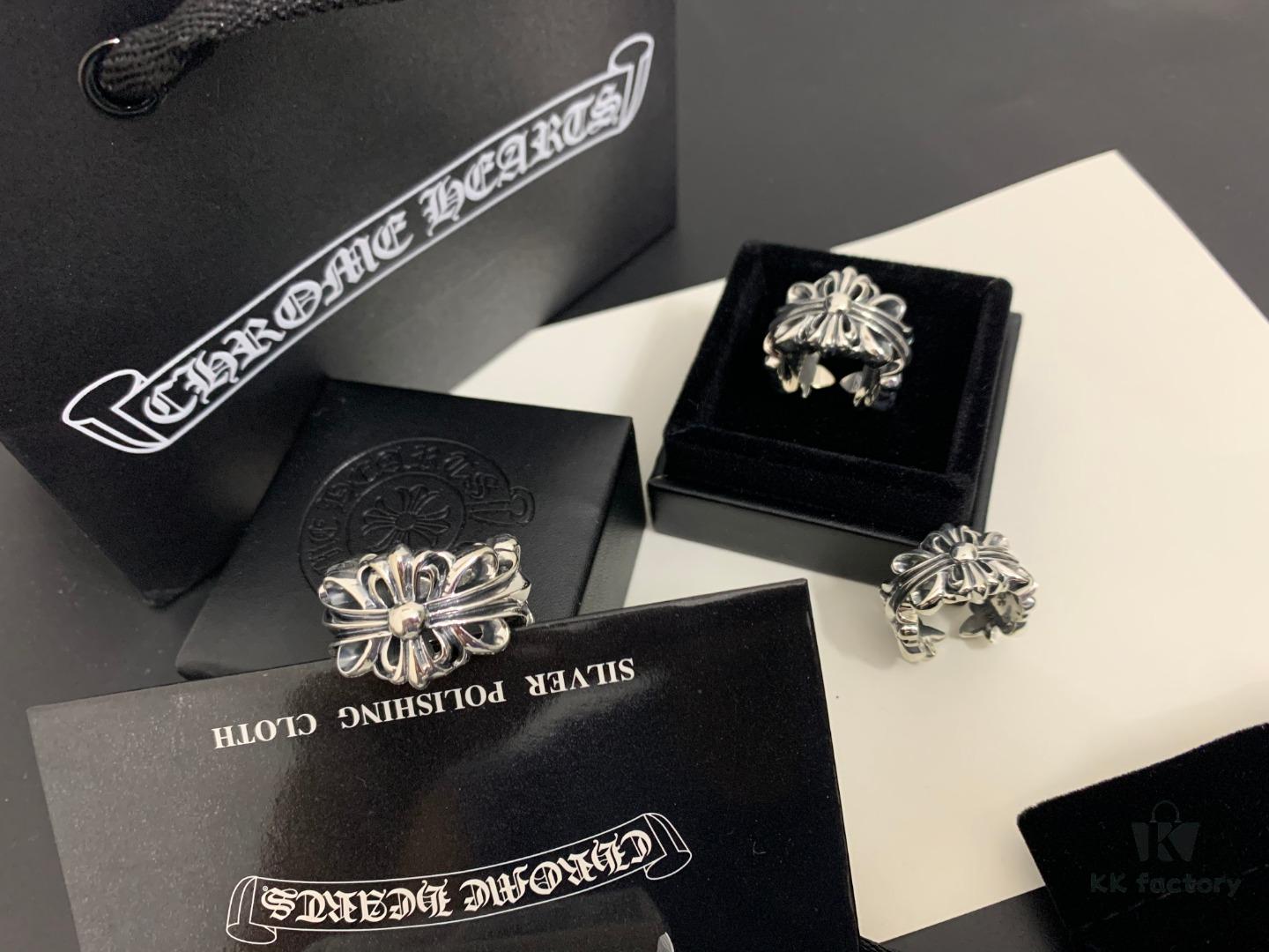 Chrome Hearts Cross Bloom Heavyweight Open Ring in Large, Medium, and Small Sizes