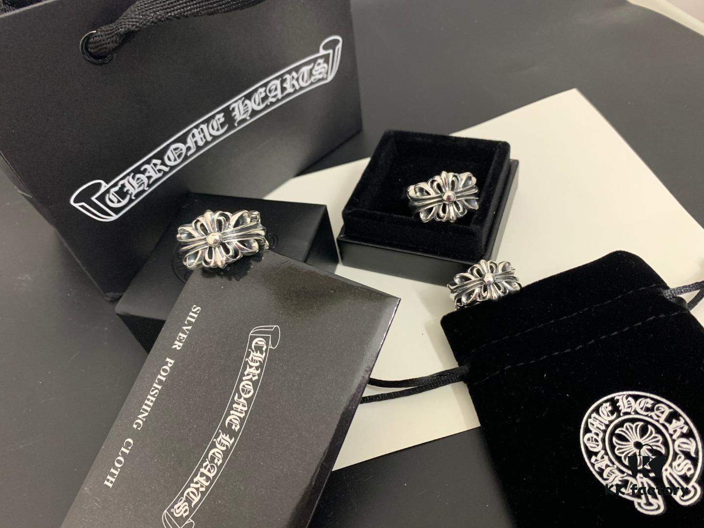 Chrome Hearts Cross Bloom Heavyweight Open Ring in Large, Medium, and Small Sizes