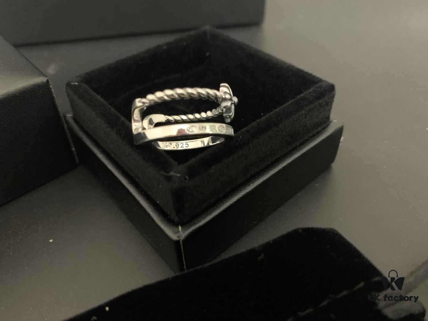 Chrome Hearts Vintage Double Layer Ring, Ins Influencer Style, Fashion Korean Version, Versatile and Beautiful to Wear