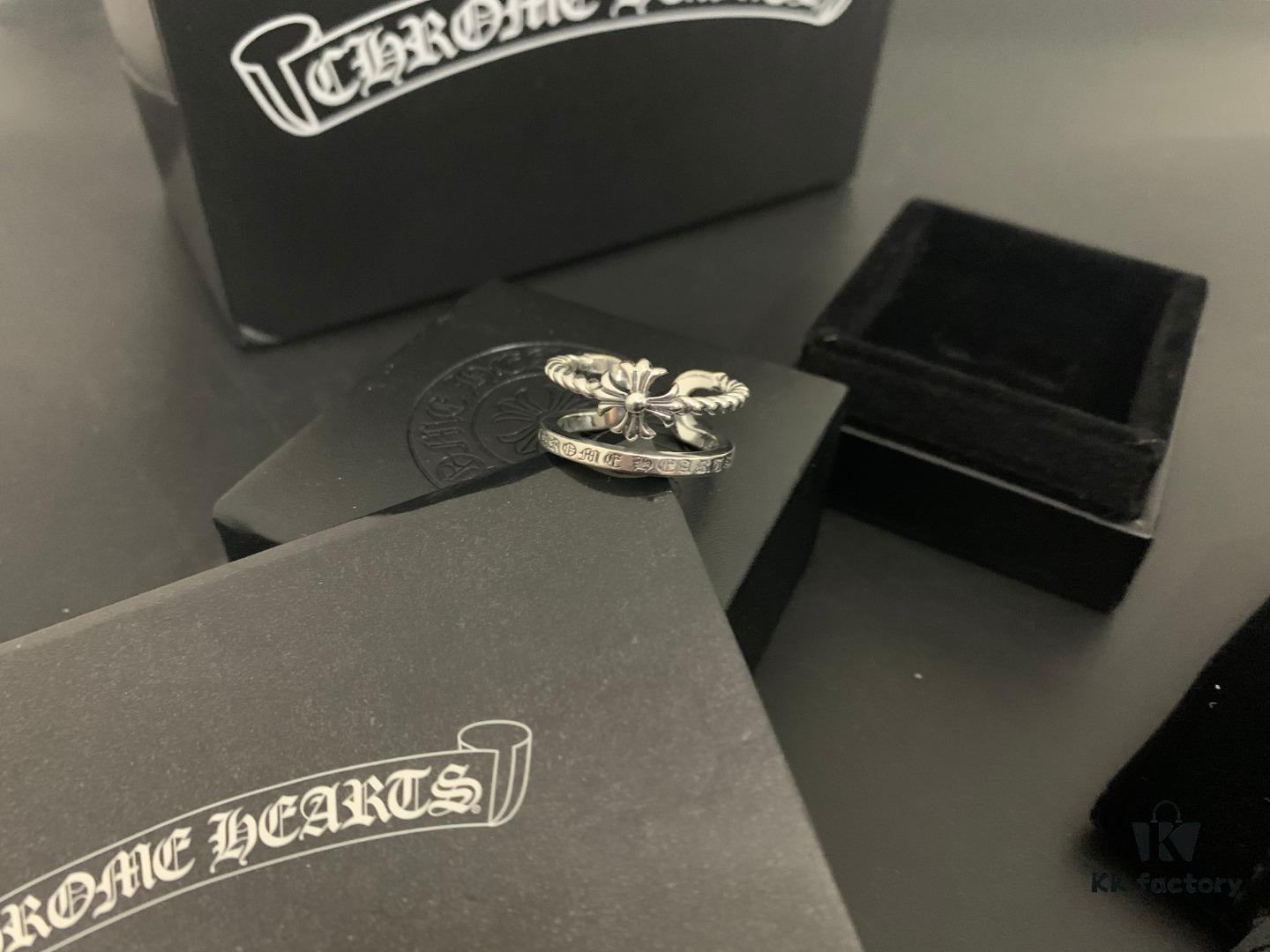 Chrome Hearts Vintage Double Layer Ring, Ins Influencer Style, Fashion Korean Version, Versatile and Beautiful to Wear