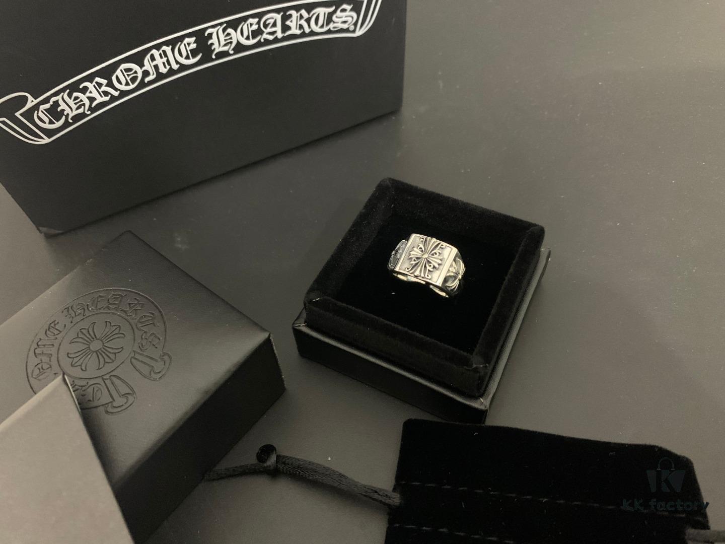 🔥 Chrome Hearts Men's Floral Cross Square Open Ring