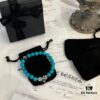 Chrome Hearts Turquoise and 925 Sterling Silver Bead Bracelet - Classic Unisex Design with Oxidized Finish