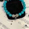 Chrome Hearts Turquoise and 925 Sterling Silver Bead Bracelet - Classic Unisex Design with Oxidized Finish