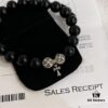 Chrome Hearts Obsidian and Sterling Silver Bead Bracelet with Four Cross Charms