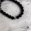 Chrome Hearts Obsidian and Sterling Silver Bead Bracelet - Classic Unisex Design with Oxidized Finish