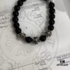 Chrome Hearts Obsidian and Sterling Silver Bead Bracelet - Classic Unisex Design with Oxidized Finish