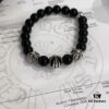 Chrome Hearts Obsidian and Sterling Silver Bead Bracelet - Classic Unisex Design with Oxidized Finish