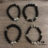 Chrome Hearts Obsidian and Sterling Silver Bead Bracelet - Classic Unisex Design with Oxidized Finish