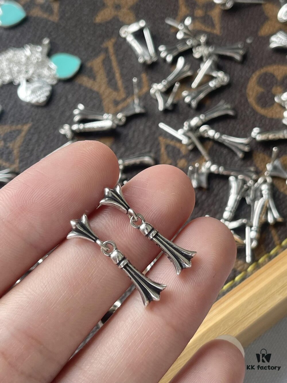 Chrome Hearts Fishbone Floral Stud Earrings