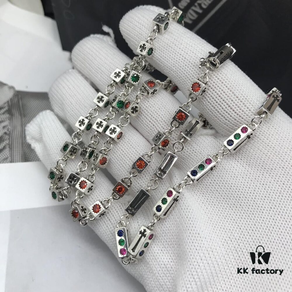 New Store Exclusive Chrome Hearts Dice Multi-Element Combined Necklace, Original Craftsmanship, Exquisite Quality, Handmade, Authentic Mold Design, Must-Have Fashion Accessory, Unisex Wear, Couple's Style, Rock Punk Sterling Silver Look, Retro Element, Trendy and Versatile, Same as Official Website