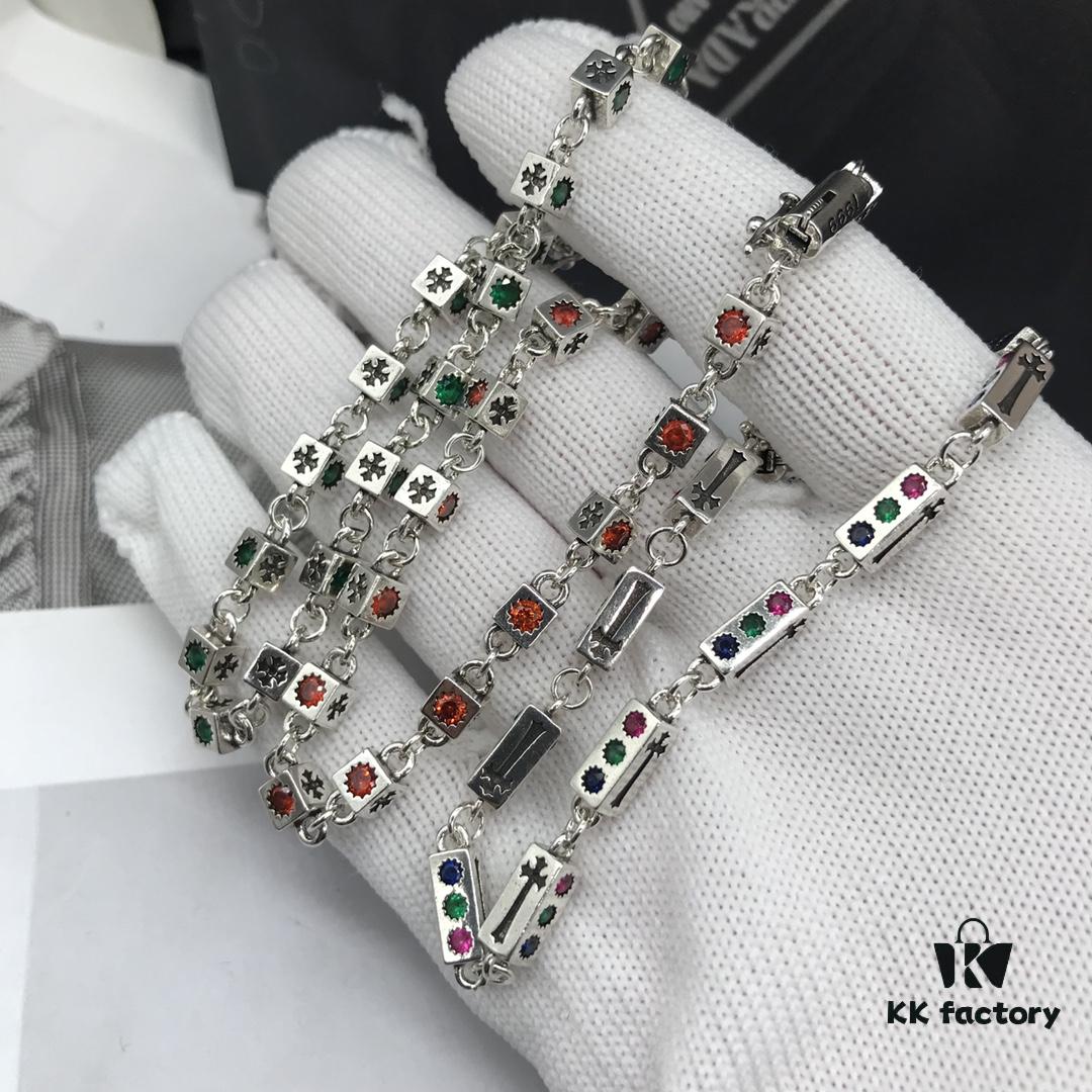 New Store Exclusive Chrome Hearts Dice Multi-Element Combined Necklace, Original Craftsmanship, Exquisite Quality, Handmade, Authentic Mold Design, Must-Have Fashion Accessory, Unisex Wear, Couple's Style, Rock Punk Sterling Silver Look, Retro Element, Trendy and Versatile, Same as Official Website