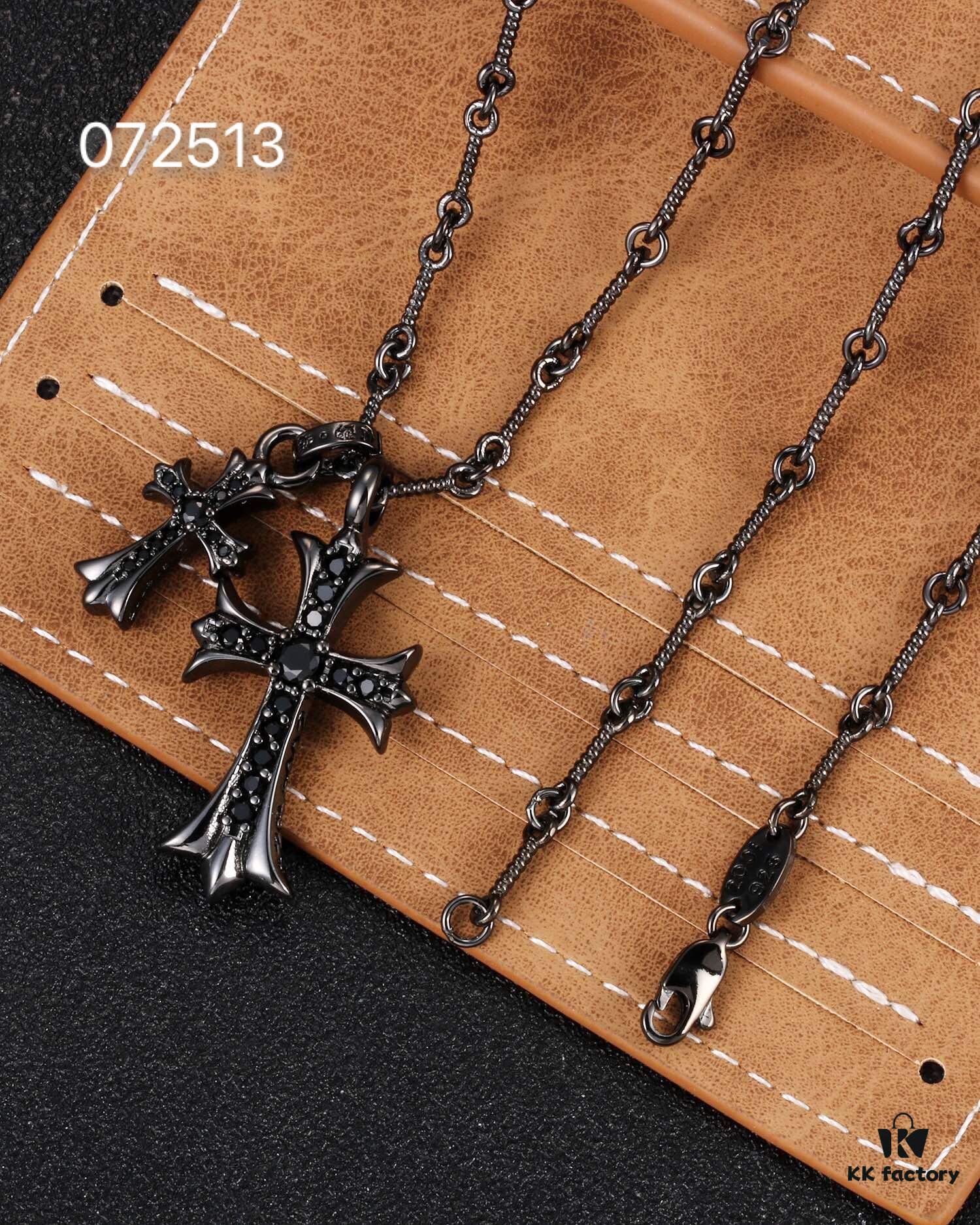 Chrome Hearts Classic Double Cross Necklace - Same Style Worn by Celebrities and Influencers