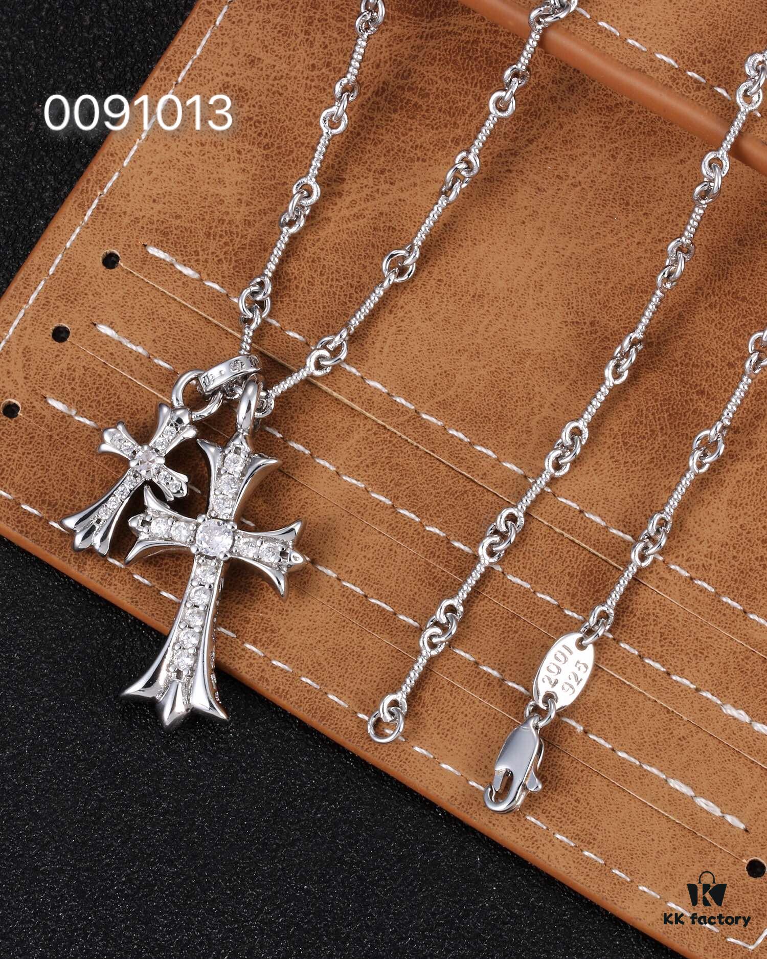 Chrome Hearts Classic Double Cross Necklace - Same Style Worn by Celebrities and Influencers