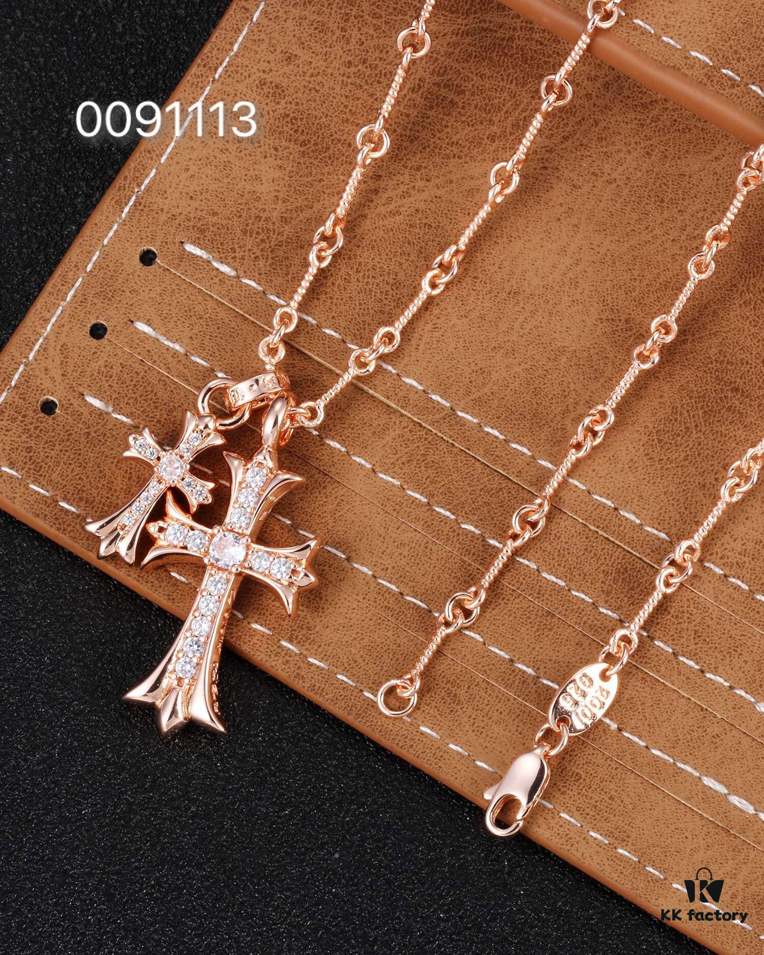 Chrome Hearts Classic Double Cross Necklace - Same Style Worn by Celebrities and Influencers