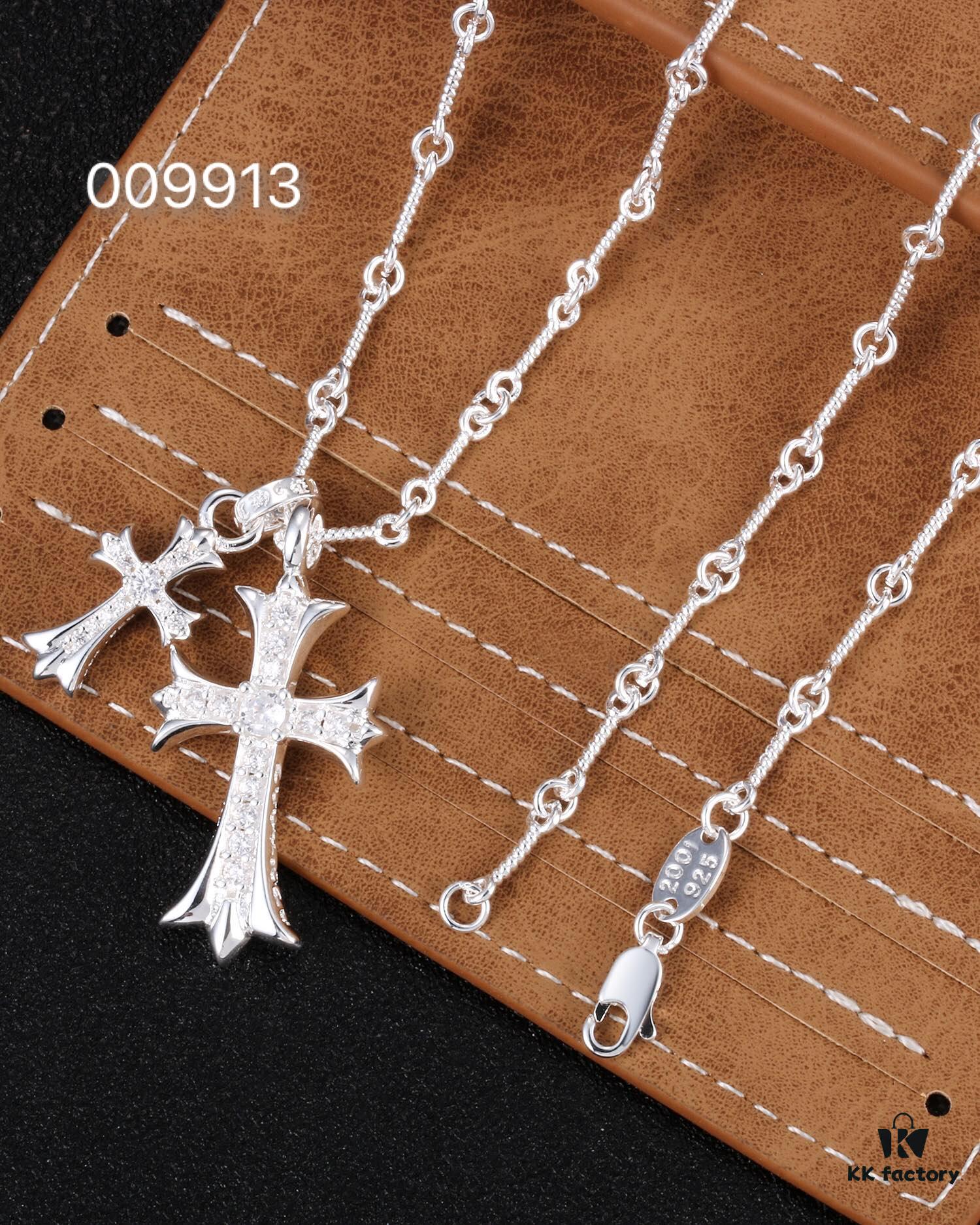 Chrome Hearts Classic Double Cross Necklace - Same Style Worn by Celebrities and Influencers