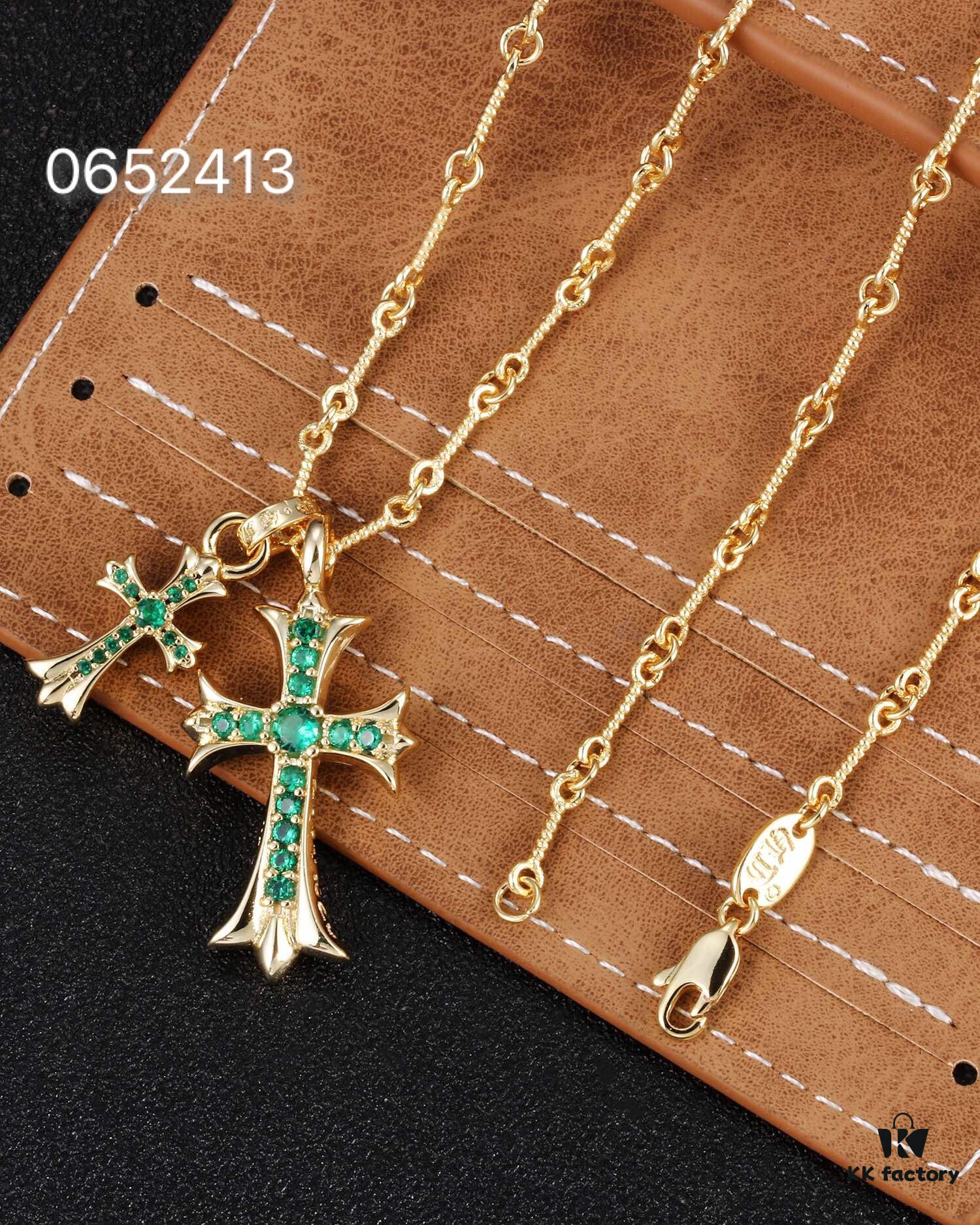 Chrome Hearts Classic Double Cross Necklace - Same Style Worn by Celebrities and Influencers