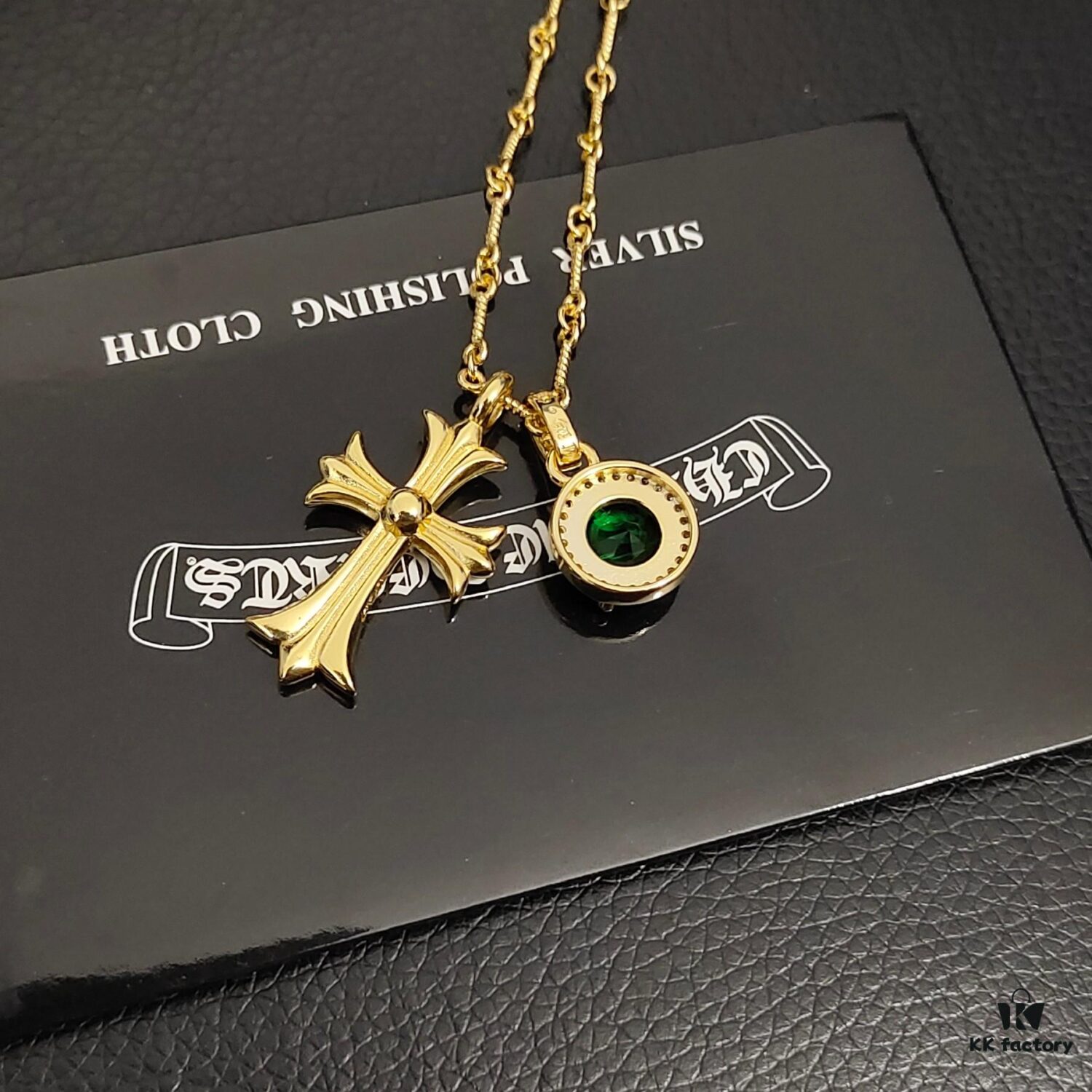 Today's Recommendation: Chrome Hearts Replicated Gold-Tone Green Zircon Cross Necklace