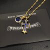 Today's Recommendation: Chrome Hearts Gold Blue Diamond Cross Necklace