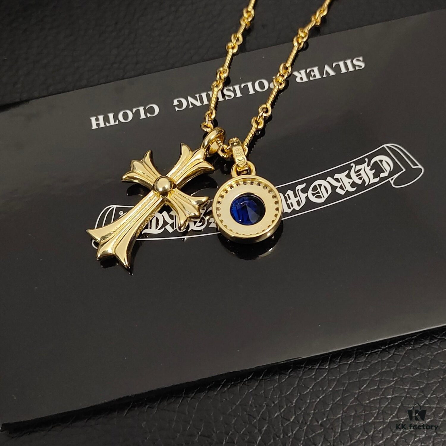 Today's Recommendation: Chrome Hearts Gold Blue Diamond Cross Necklace