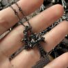 Chrome Hearts Electroplated Black and Silver Double Cross Necklace