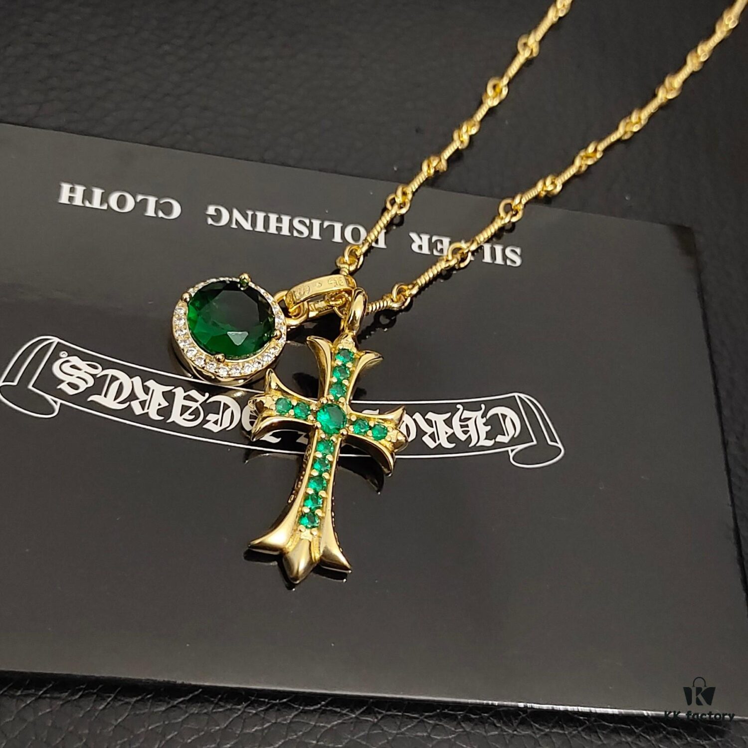 Today's Recommendation: Chrome Hearts Replicated Gold-Tone Green Zircon Cross Necklace