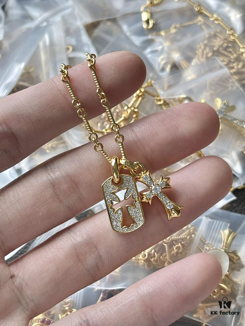 Chrome Hearts Small Cross + Dog Tag