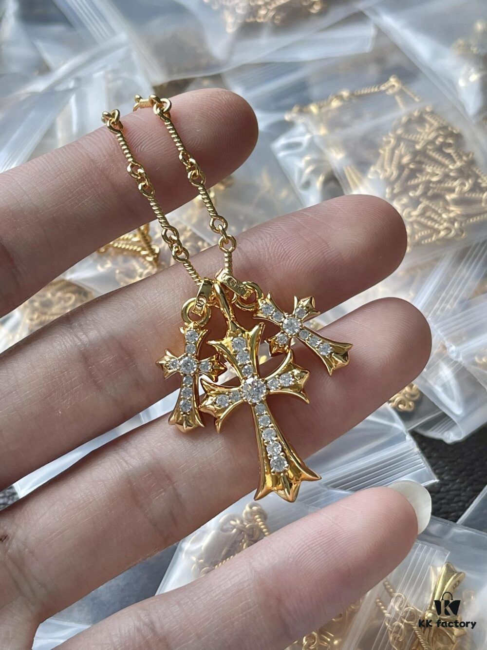 Chrome Hearts Three Crosses Necklace