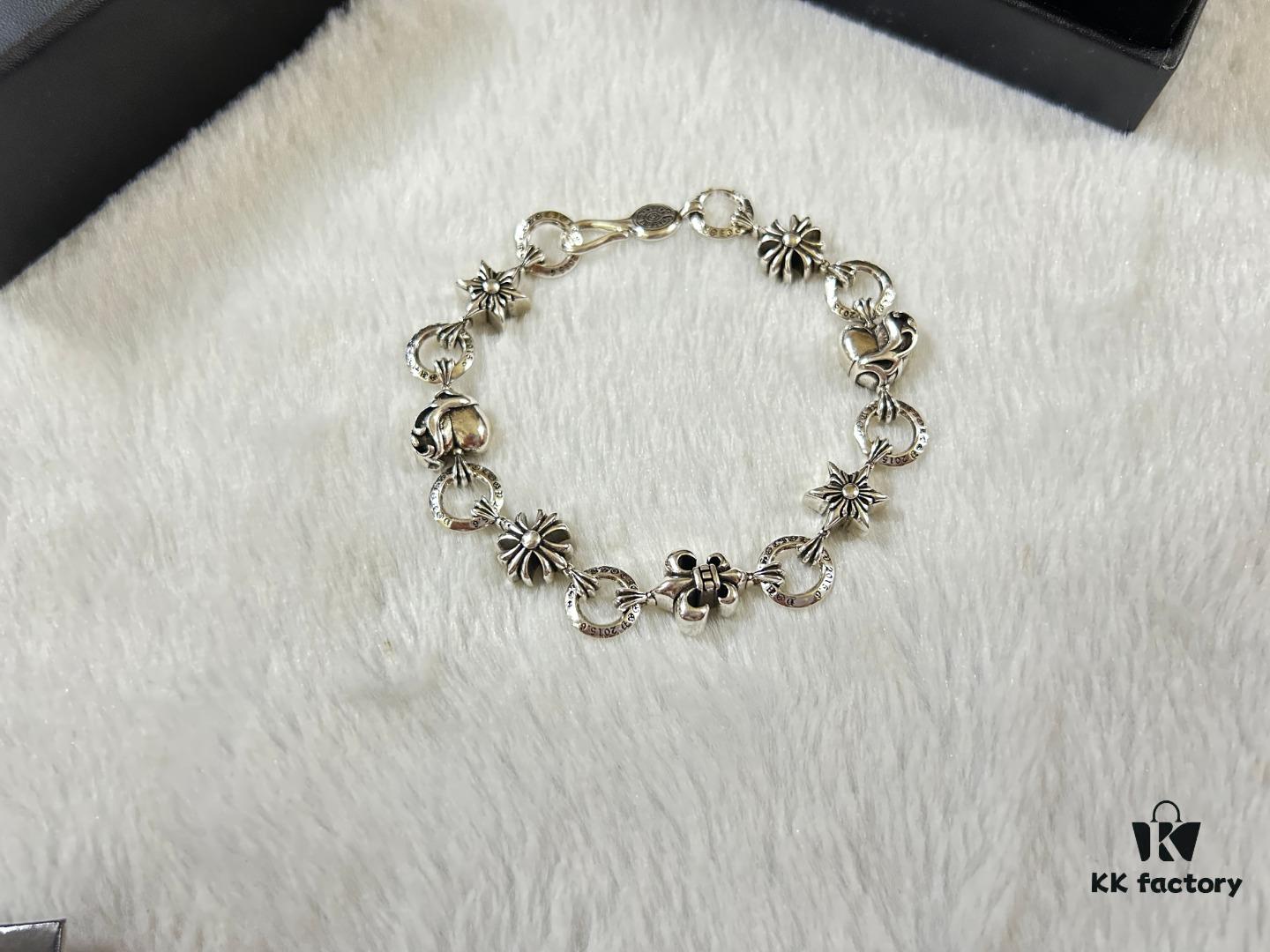 Chrome Hearts Heart-Shaped Cross Anchor Bracelet, Length: 18-20 cm