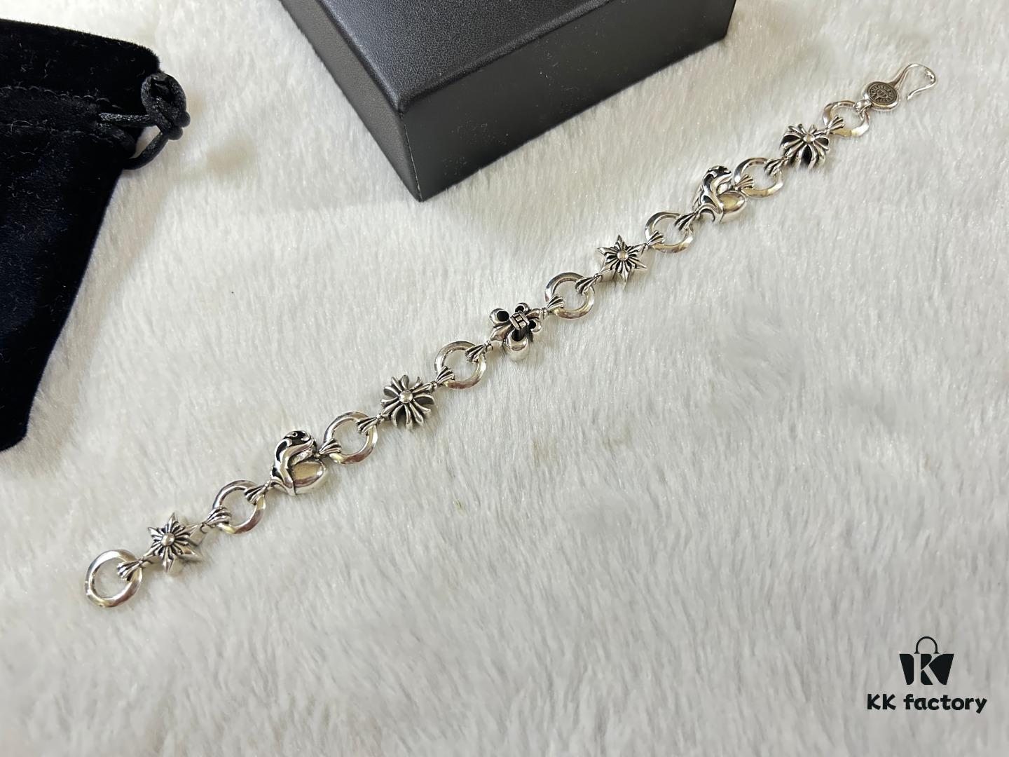 Chrome Hearts Heart-Shaped Cross Anchor Bracelet, Length: 18-20 cm