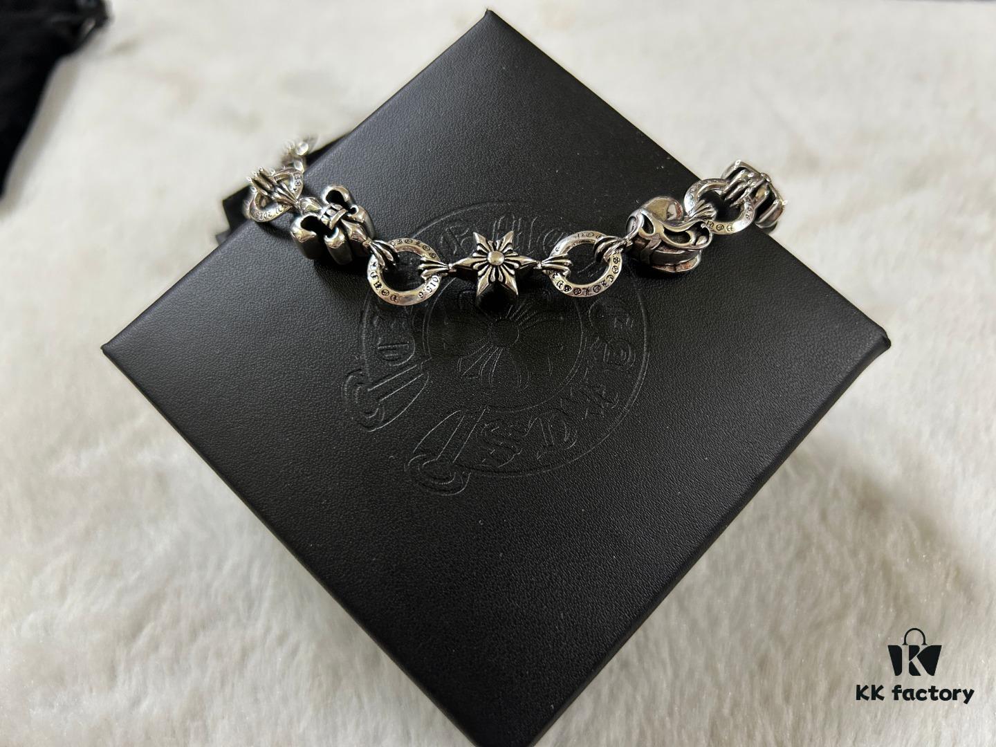 Chrome Hearts Heart-Shaped Cross Anchor Bracelet, Length: 18-20 cm