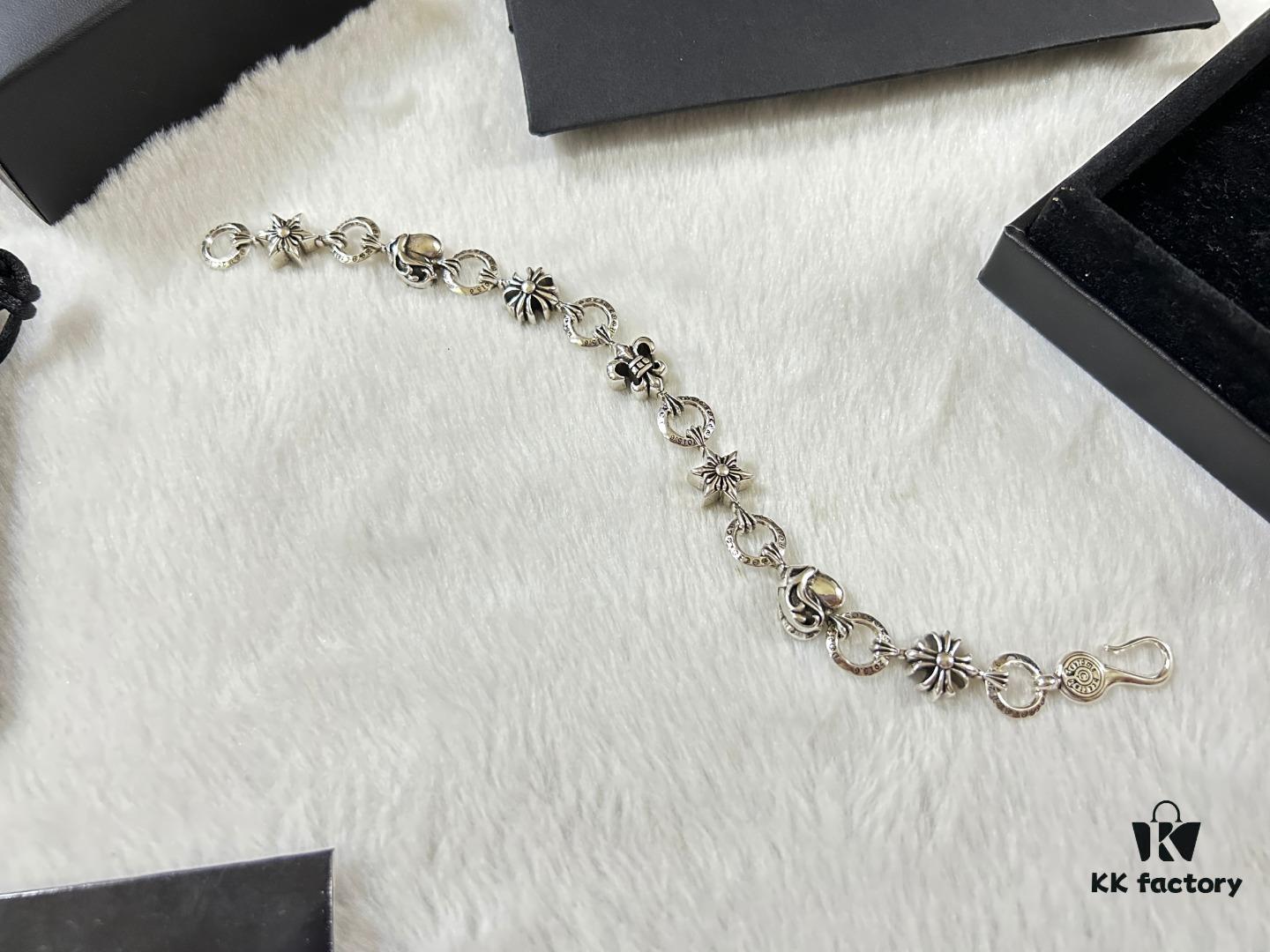 Chrome Hearts Heart-Shaped Cross Anchor Bracelet, Length: 18-20 cm