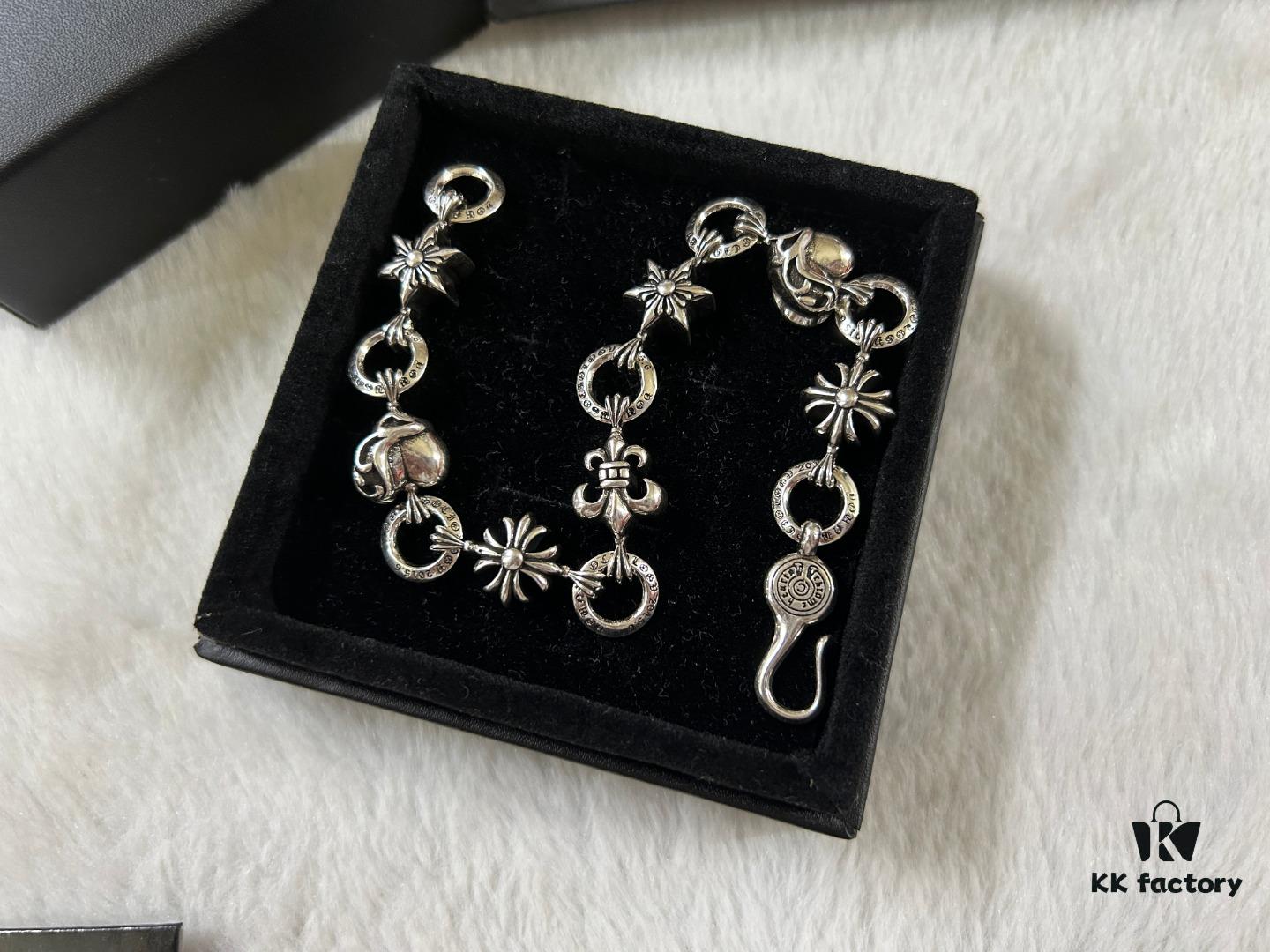 Chrome Hearts Heart-Shaped Cross Anchor Bracelet, Length: 18-20 cm