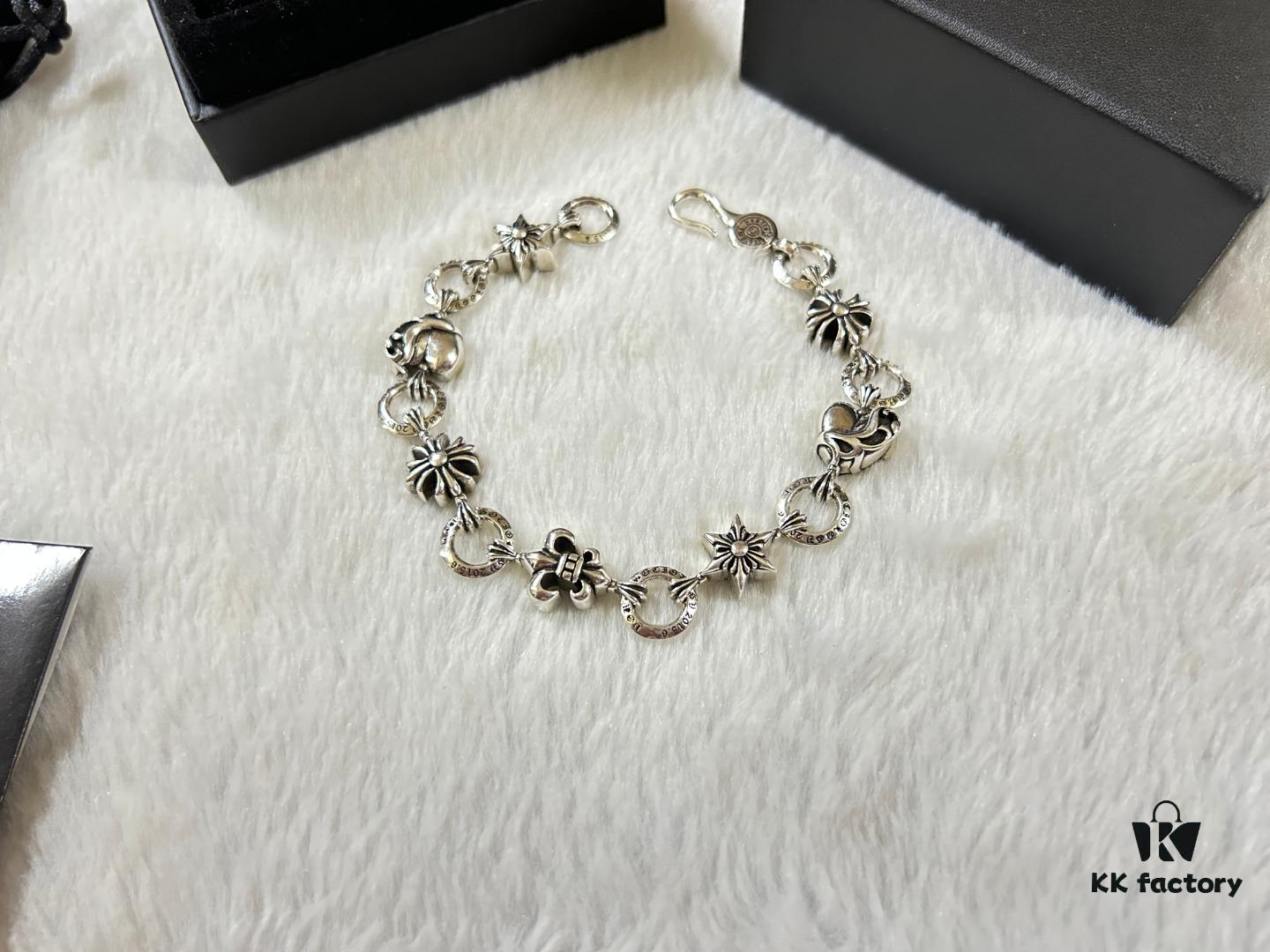 Chrome Hearts Heart-Shaped Cross Anchor Bracelet, Length: 18-20 cm