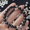 Chrome Hearts 8mm Obsidian Cross Bracelet