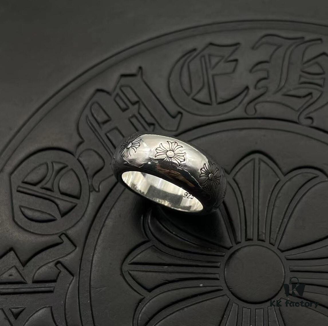High-End Chrome Hearts Thick Round Ring with Cross Design