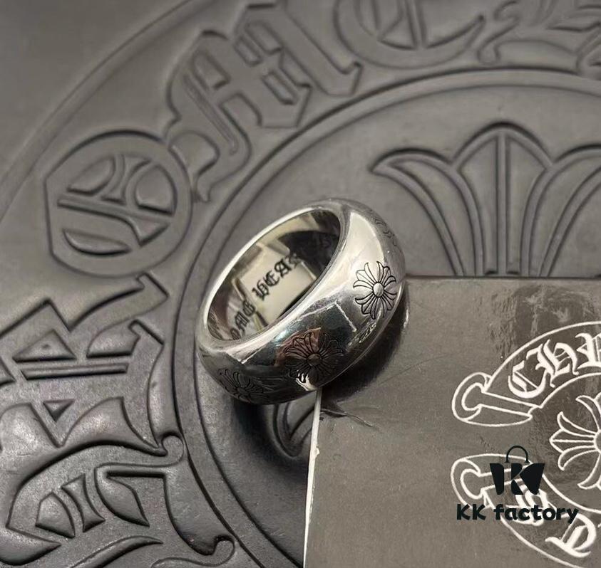 High-End Chrome Hearts Thick Round Ring with Cross Design