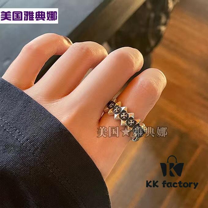 High-End Chrome Hearts Rivet Cross Ring