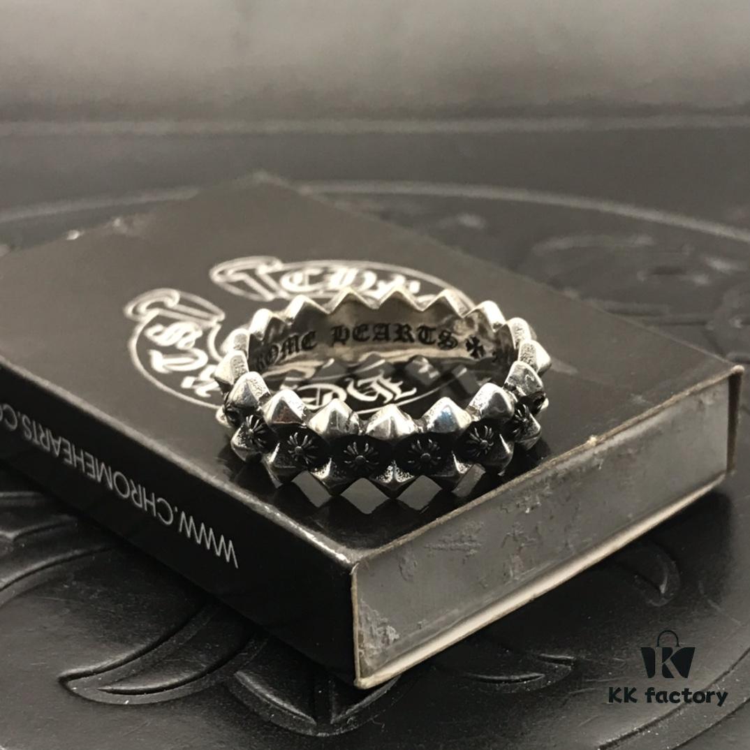High-End Chrome Hearts Rivet Cross Ring