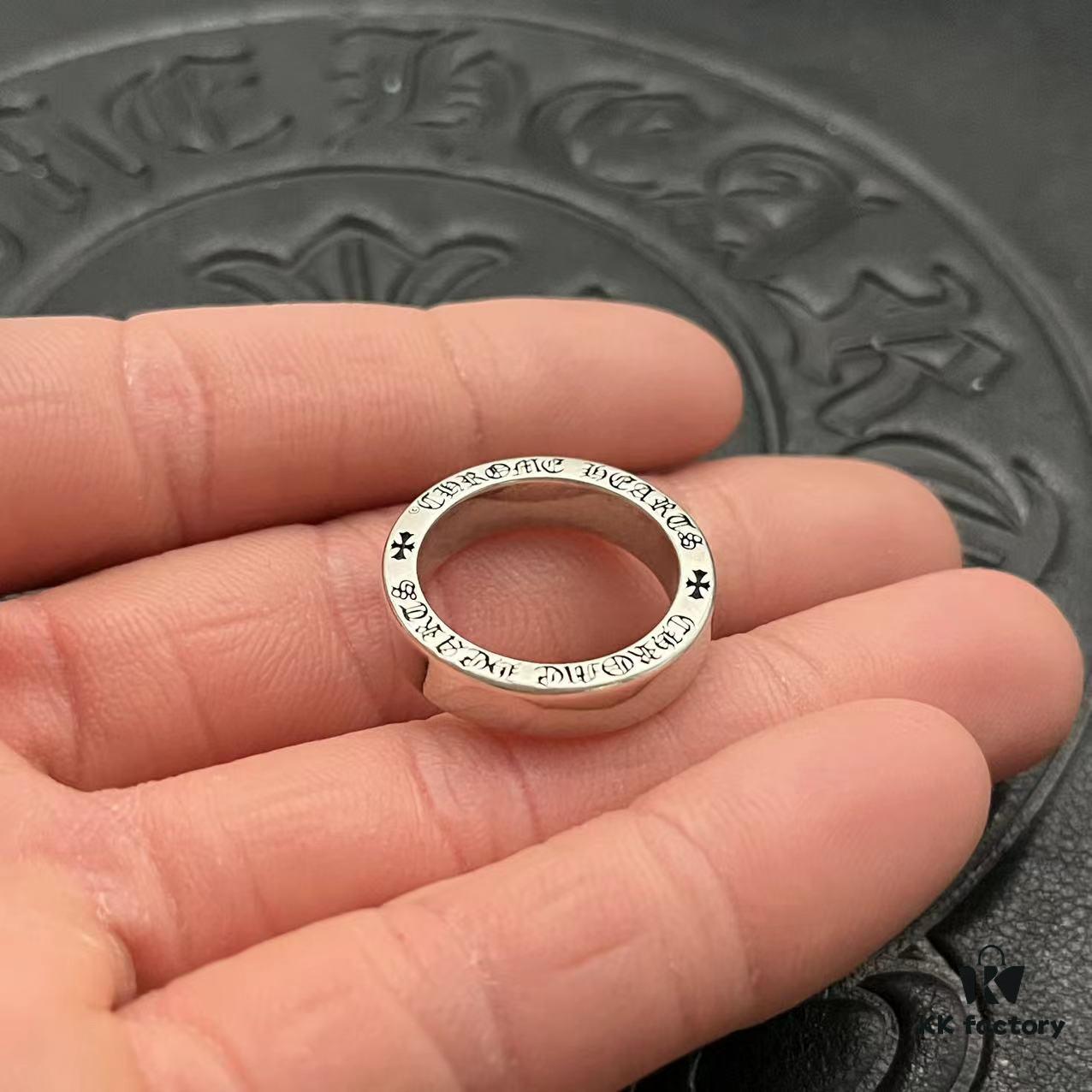 CHROME HEARTS High-Quality Cropped Heart Ring 6mm Plain Band