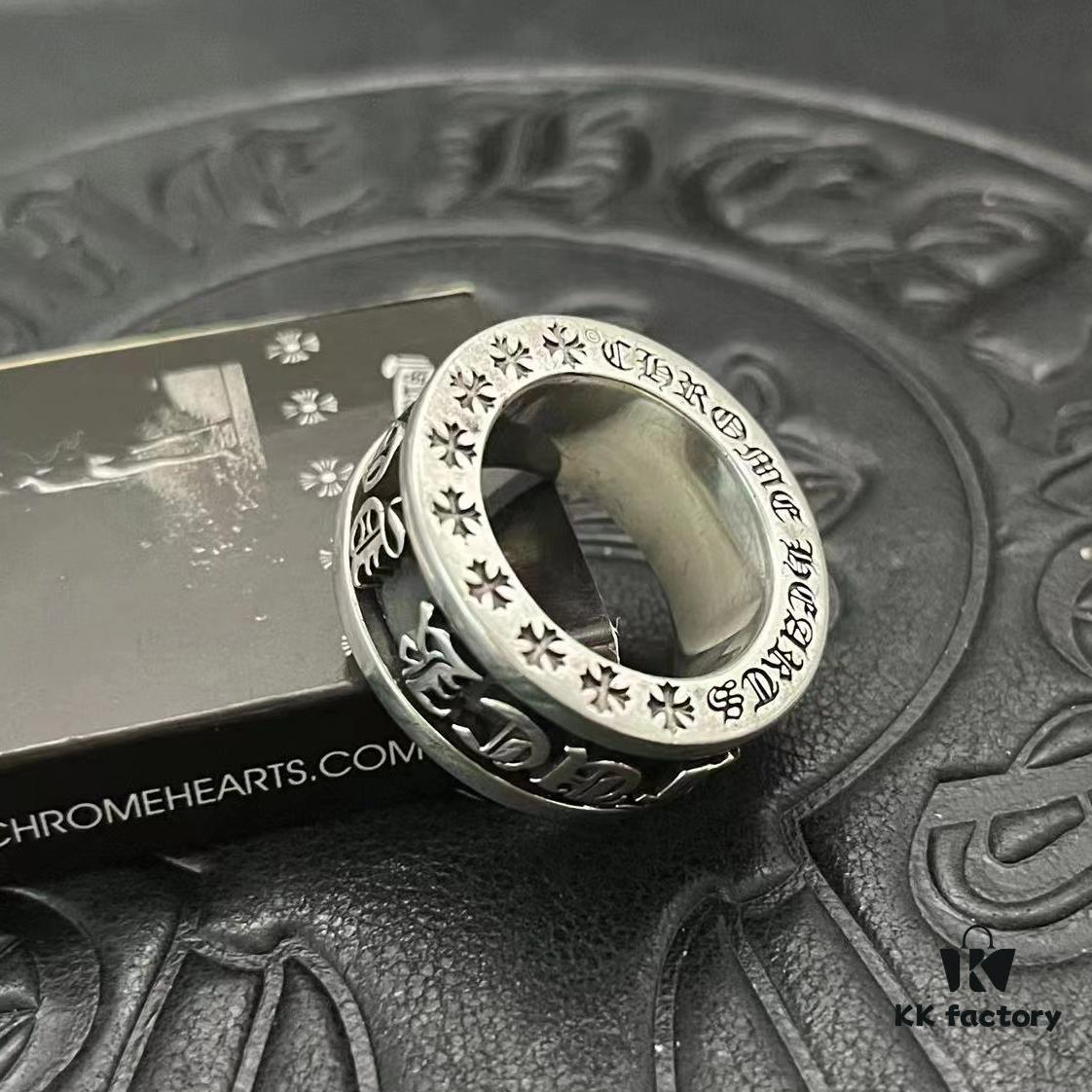 CHROME HEARTS High-End Version Cross FUCK YOU Rotating Ring
